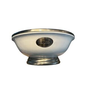 Godinger Pasta Serving Bowl w/ Pewter Base & Rim White Ceramic Elegant Pedestal